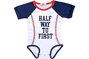 Half Birthday Boy Girl Half Way to First 6 Month Baseball 1/2 Onesie