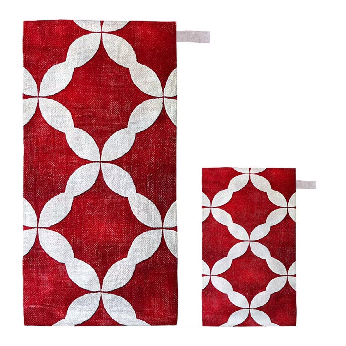 Telo Mare XXL 100x200cm/35x70cm, 2 Set Telo Mare Microfibra Rosso Asciugamano Palestra Uomo, Antisabbia, Leggero, Asciugatura Rapida, Teli da Spiaggia Grandi Accessori per Camping Natation Yoga I-31