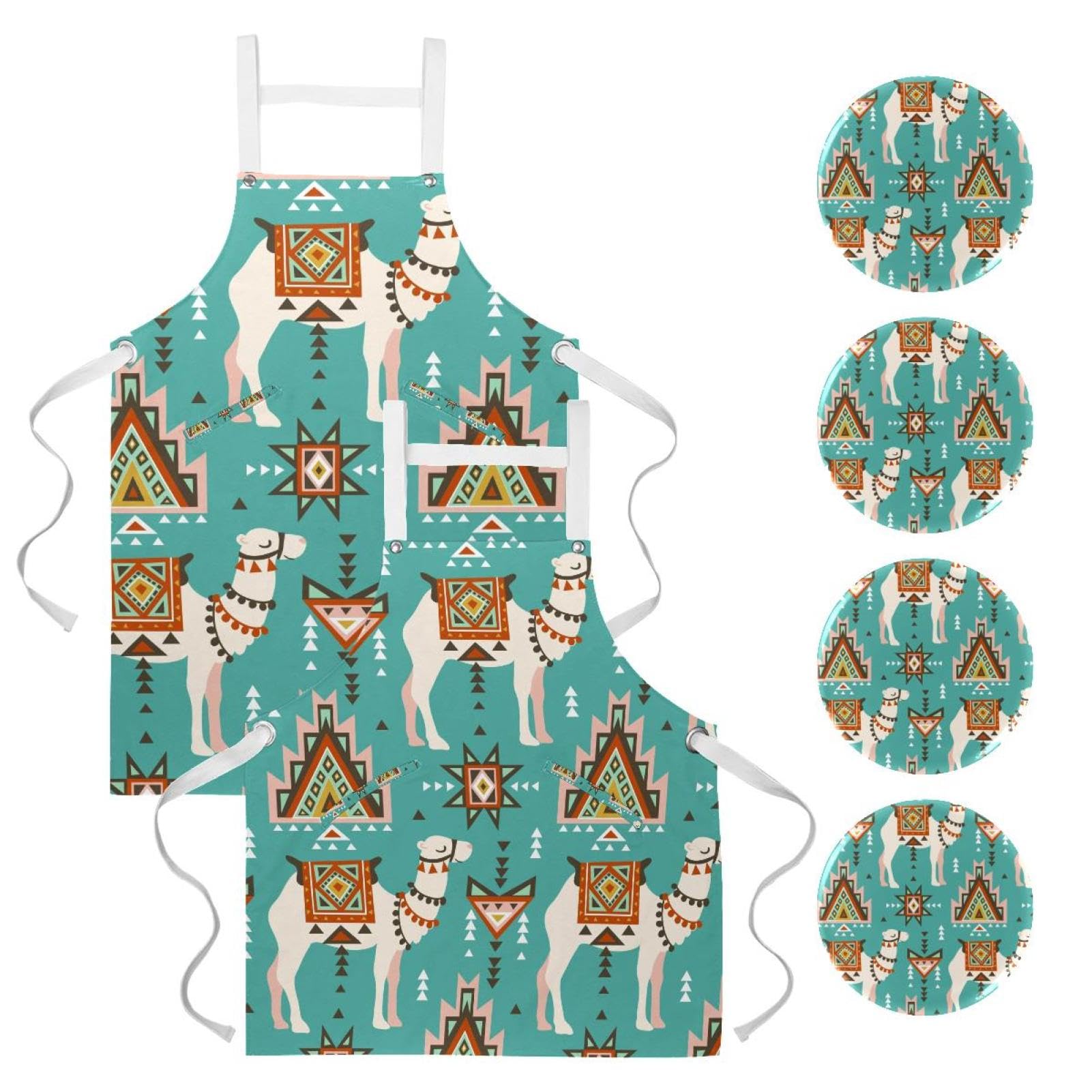 Tablier de serveuse lot de 2 multicolore avec 4 broches d'ajustement pour restaurant - 7
