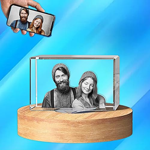 Miniatura 2 de Foto de cristal 3D, personalizada con tu foto para papá, mamá, él, ella, imagen personalizada grabada con láser 3D, cristal grabado, conmemorativo,