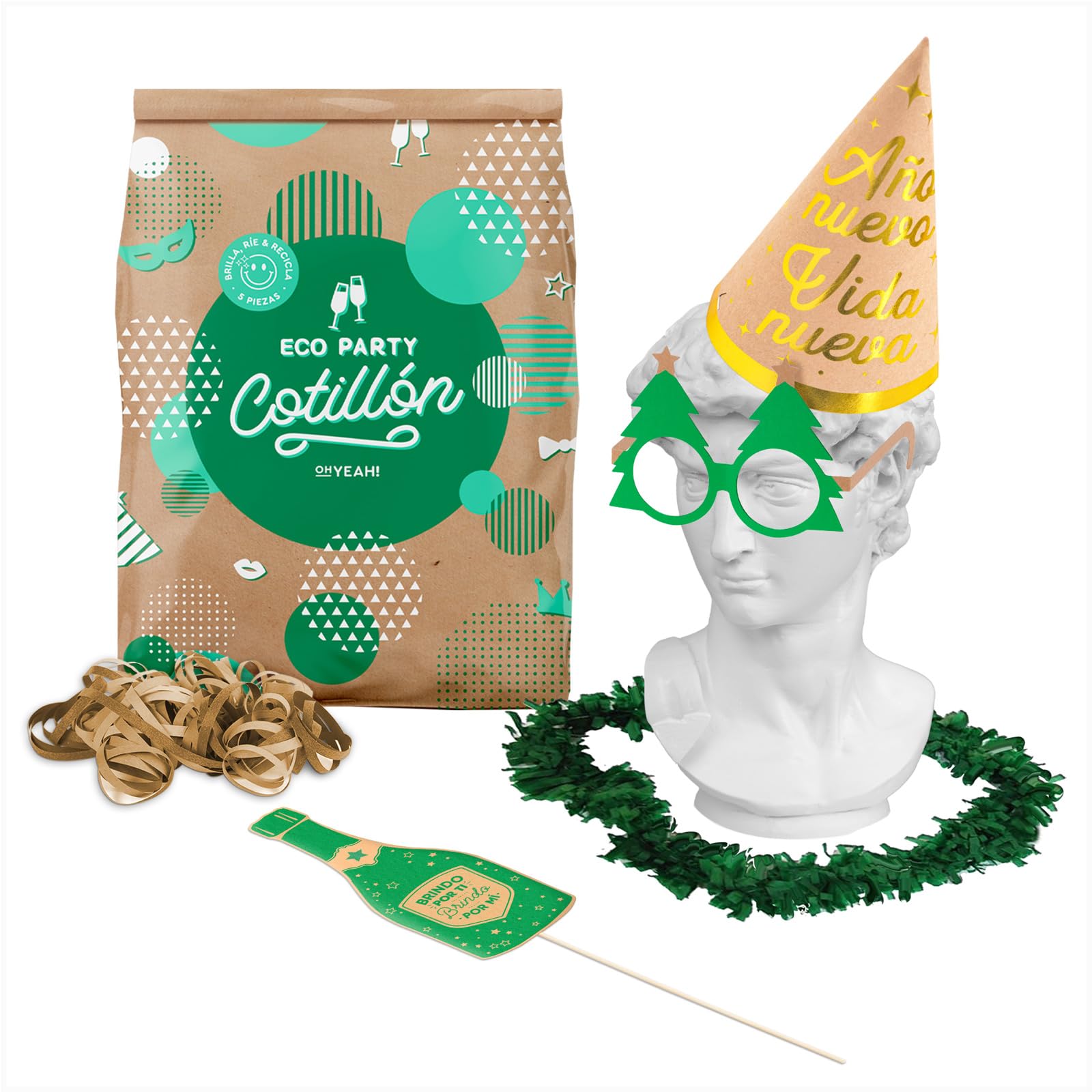OH YEAH - Caja 48 Bolsas Cotillones - Lote Cotillón Biodegradable Nochevieja - Cotillón - Fiesta Fin de Año - Decoración Fiesta - Accesorios Nochevieja - DISEÑO UNICO