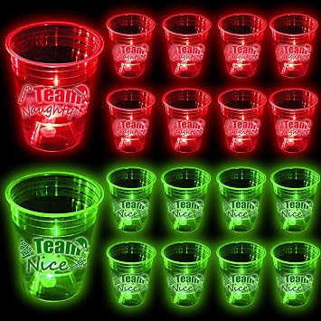 mishunyus 24 Pcs Christmas Party Cups,Glow Team Naughty or Team Nice Party Cups, for Christmas Decoration SuppliesRed & Green
