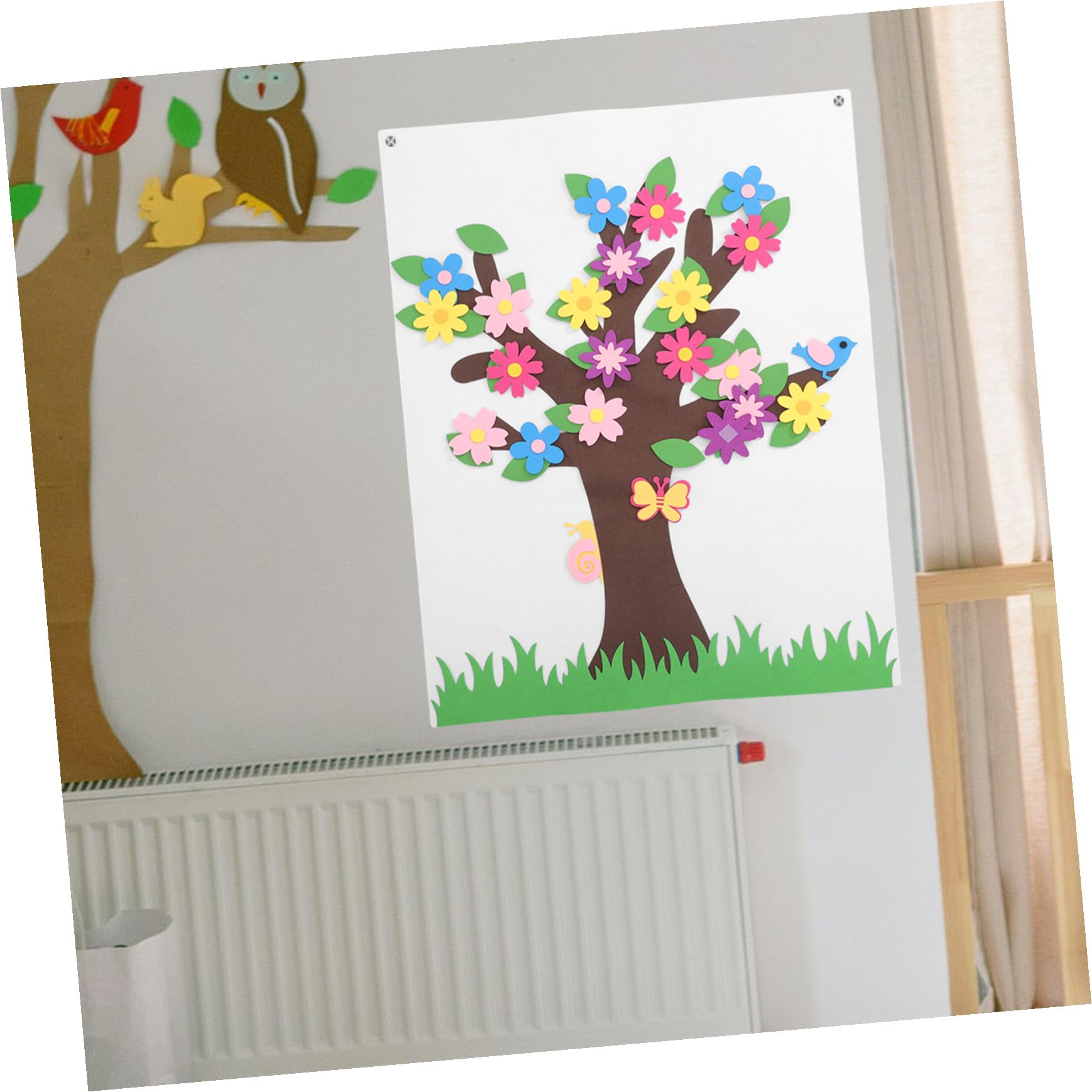 Hemobllo Set Pannolenci per Bambini Albero e Fiore, Lavagna DIY per attività Educative Senza Schermo, Decorazione Murale per Scuola Materna e Cameretta