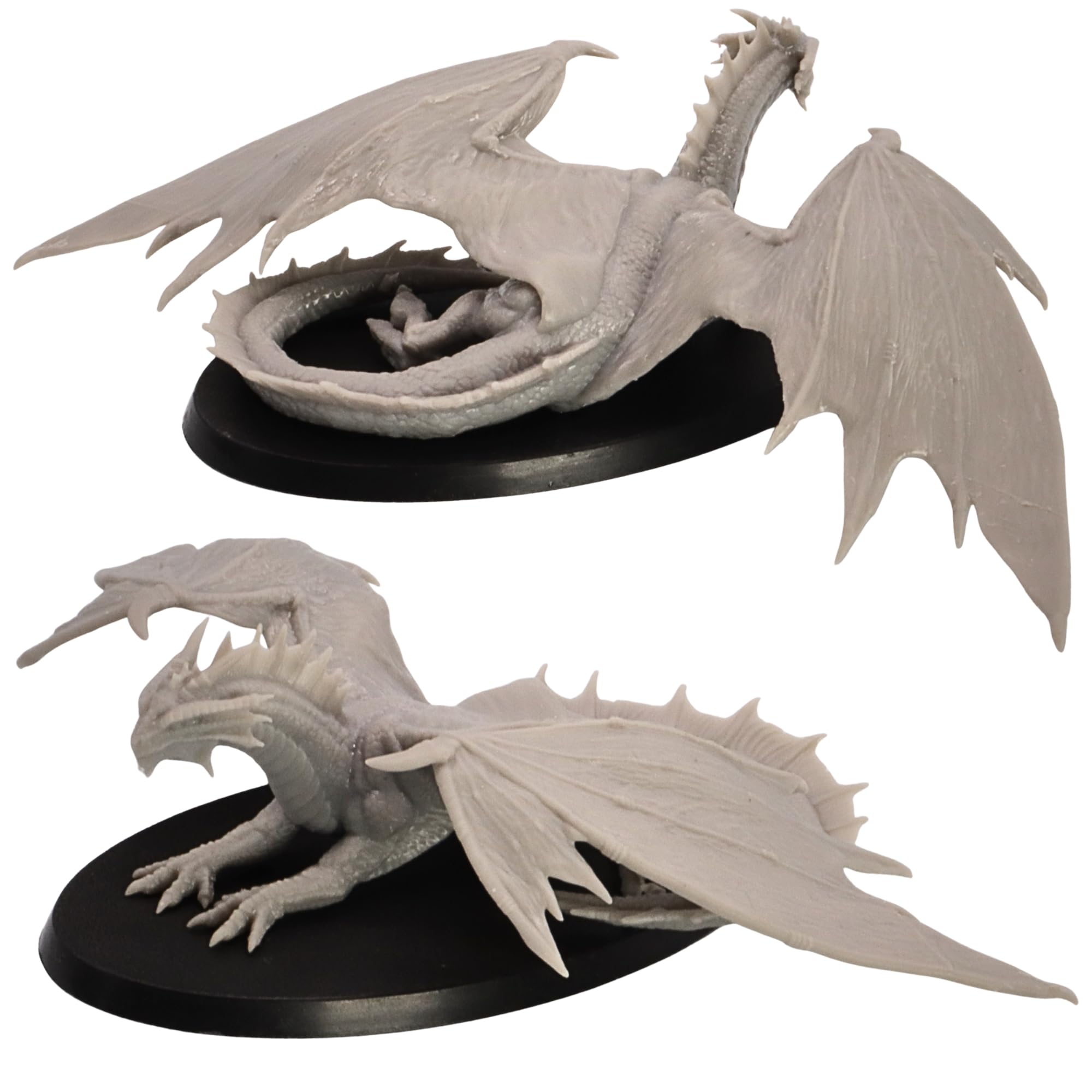 Young Bronze Dragon Miniature - 1 Large Dragon Model for Tabletop RPG Encounters, Grey, 15cm