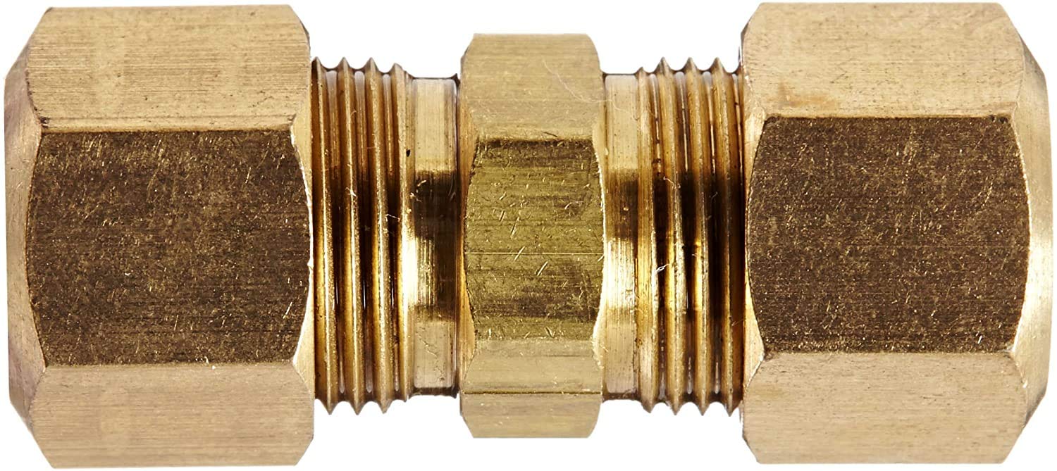 Merababa Brass Compression Tube Fitting, Union, 1/4" x 1/4" Tube OD