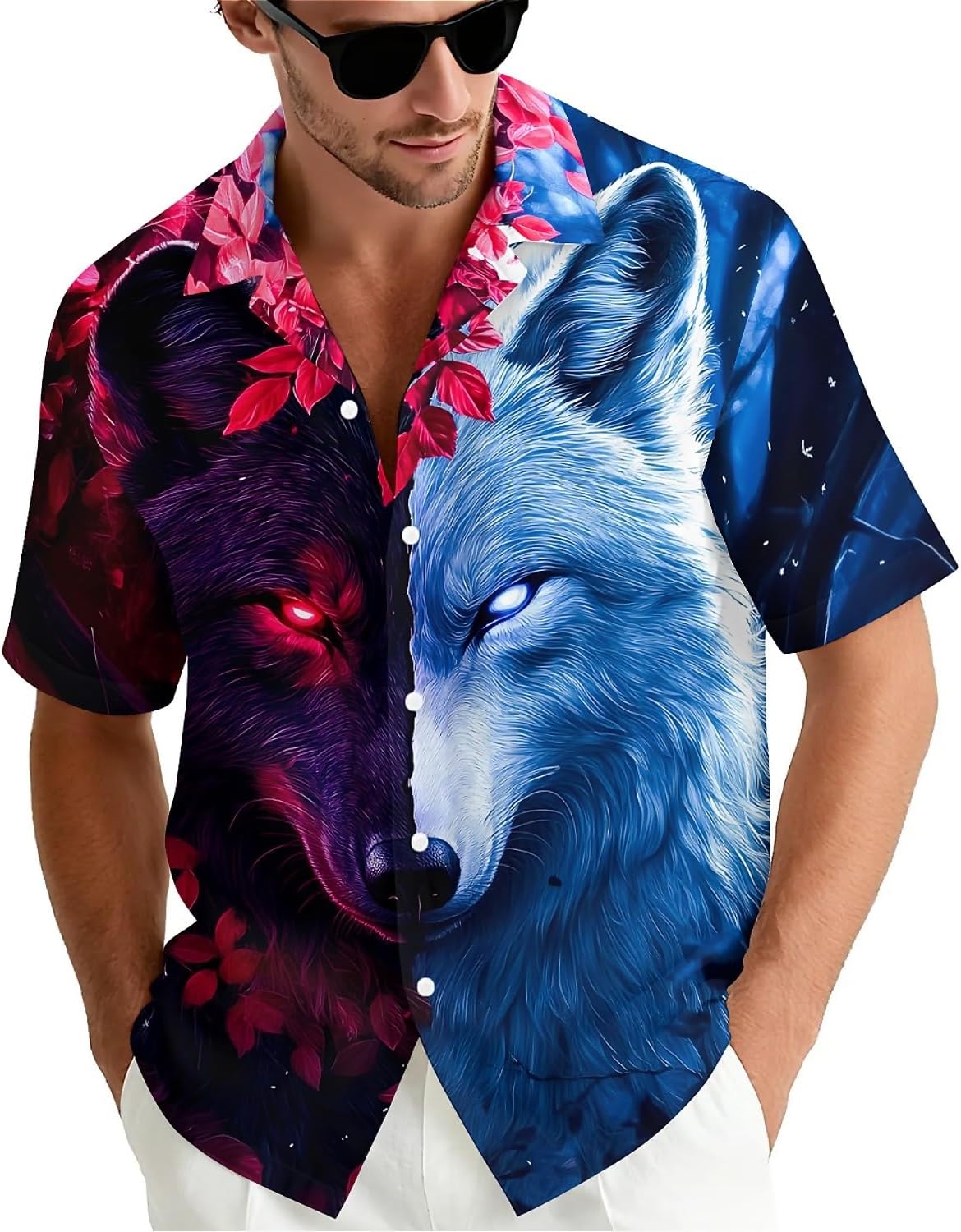 Flame Phoenix Mens Funny Hawaiian Shirts Summer 3D Graphic Button Down Short Sleeve Tropical Holiday Beach Aloha Shirt Medium - Image 2