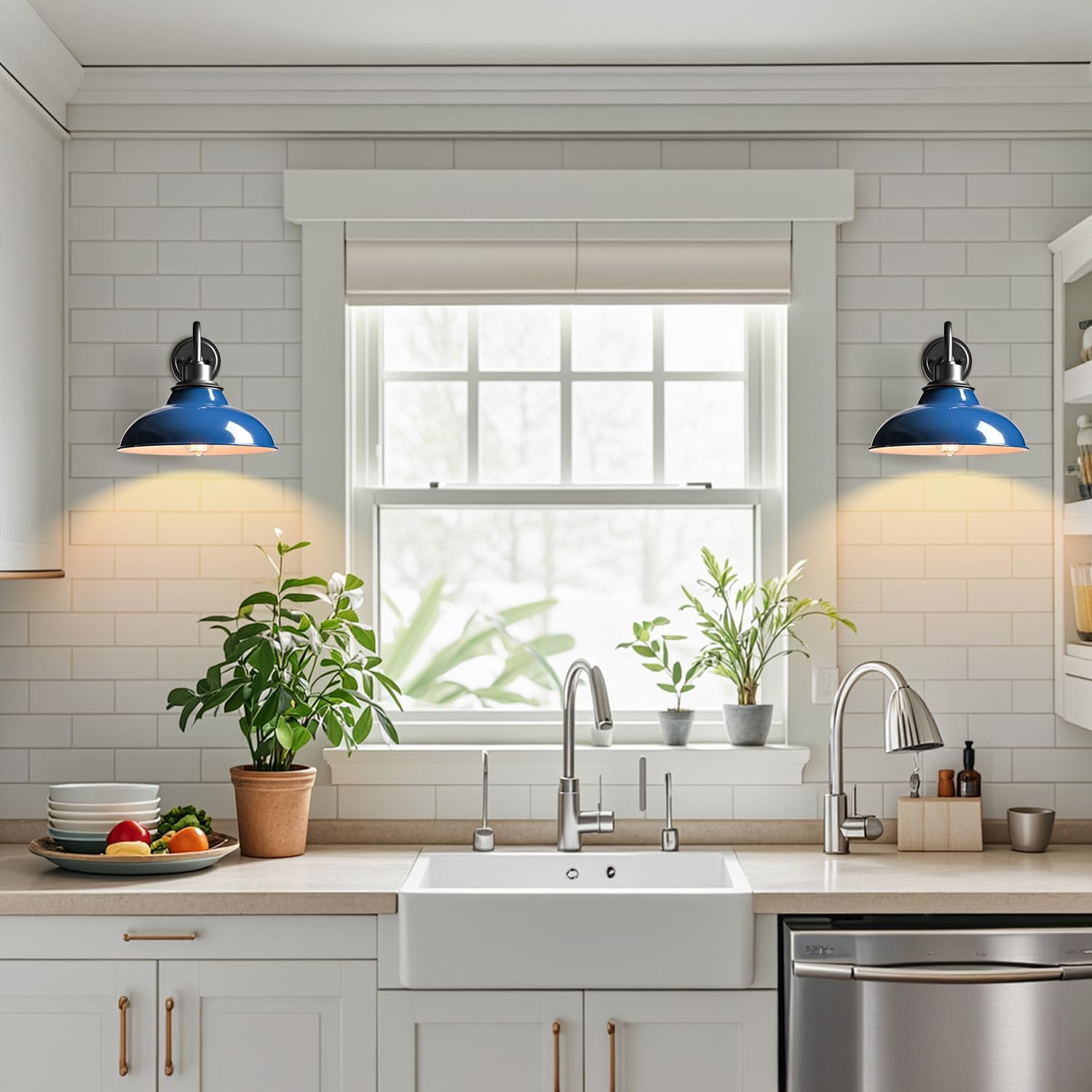 HYDELITE Dark Blue Modern Wall Sconce Indoor Wall Lighting for Bedroom Bathroom Living Room Kitchen Hallway Gooseneck