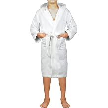 Skylinewears Kids Robe Hooded Soft Terry Cloth 100% Cotton Kids Boys & Girls Unisex Hooded Bathrobe
