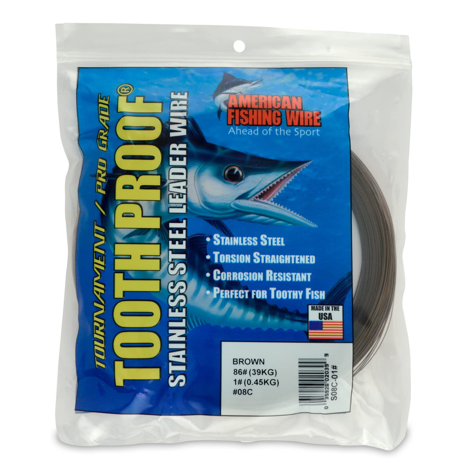 AFW Tooth Proof Fishing Wire Single Strand Leader, Bright and Camo