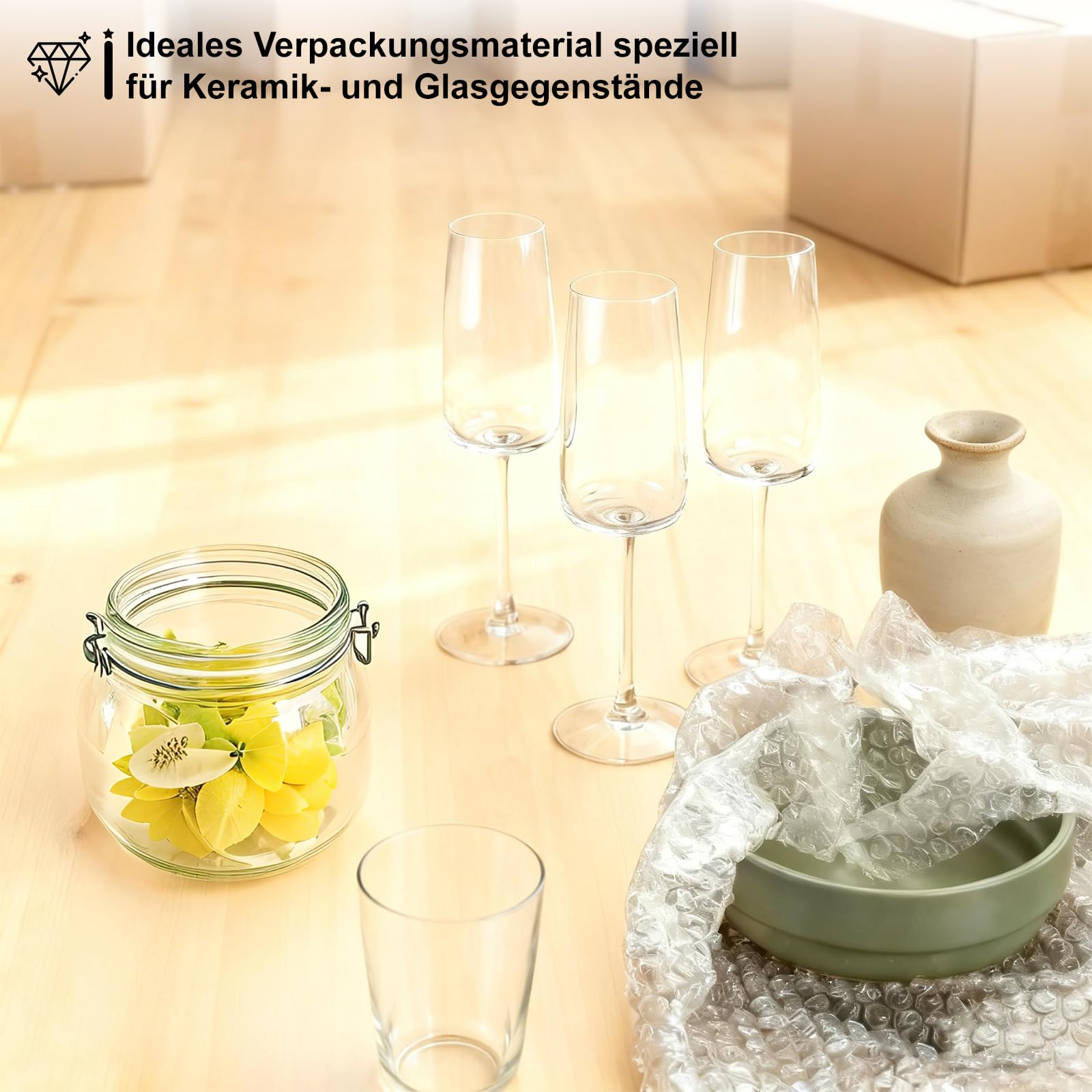 Luftpolsterfolie Rolle 10m x 30cm Verpackungsfolie, Ideal für Versand, Verpackung, Umzugspapier Für Geschirr, Moving Pappkarton Bubble Wrap, Umzugskartons Stabil, Karton Füllmaterial 2 rolls