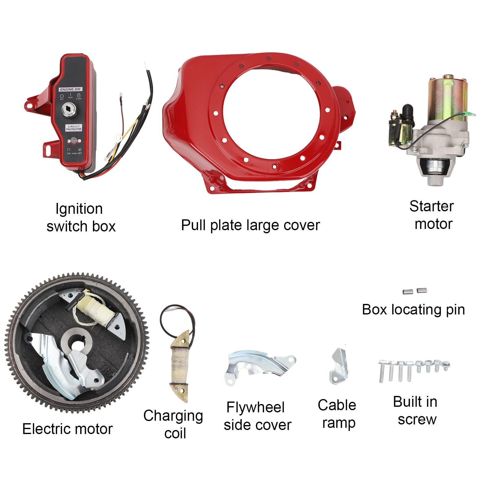 CHICIRIS Kit de Arranque Eléctrico Kit de Motor de Arranque de Metal ABS con Caja de Interruptor de Encendido Cubierta del Volante Bobina de Carga Fácil Instalación para Motores GX160 GX200