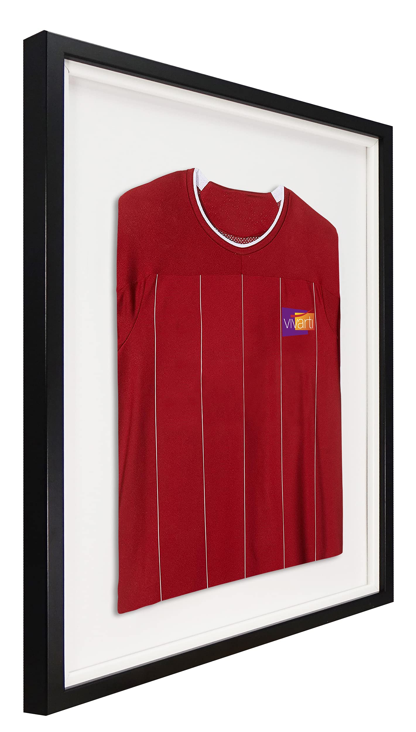 Vivarti DIY-Rahmen für Sportshirts, 60 x 80 cm, Schwarzer Rahmen, weißer Innenrahmen, weiße Rückwandkarte
