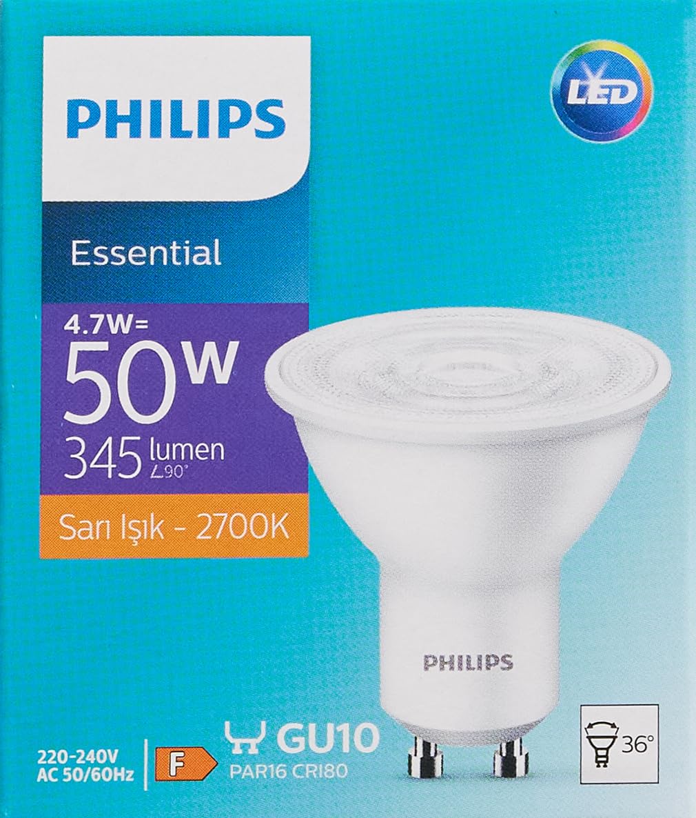 Philips Ess LedSpots 4, 7W-50W GU10 36D Sarı Işık Led Ampul 4lü paket