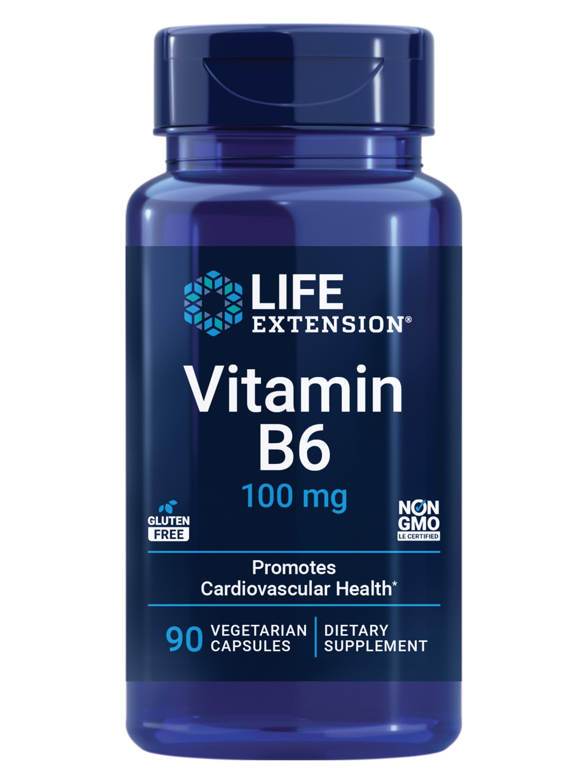 Life Extension Suplemento de vitamina B6 (piridoxina HCl) 100 mg, 90 cápsulas