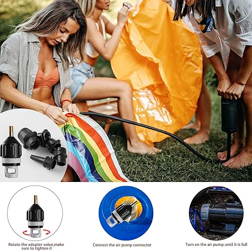 Miniatura 5 de CANIPHA Adaptador de bomba de SUP inflable, adaptador de válvula SUP de tabla de remo con 9 boquillas convencionales estándar de bomba de aire para