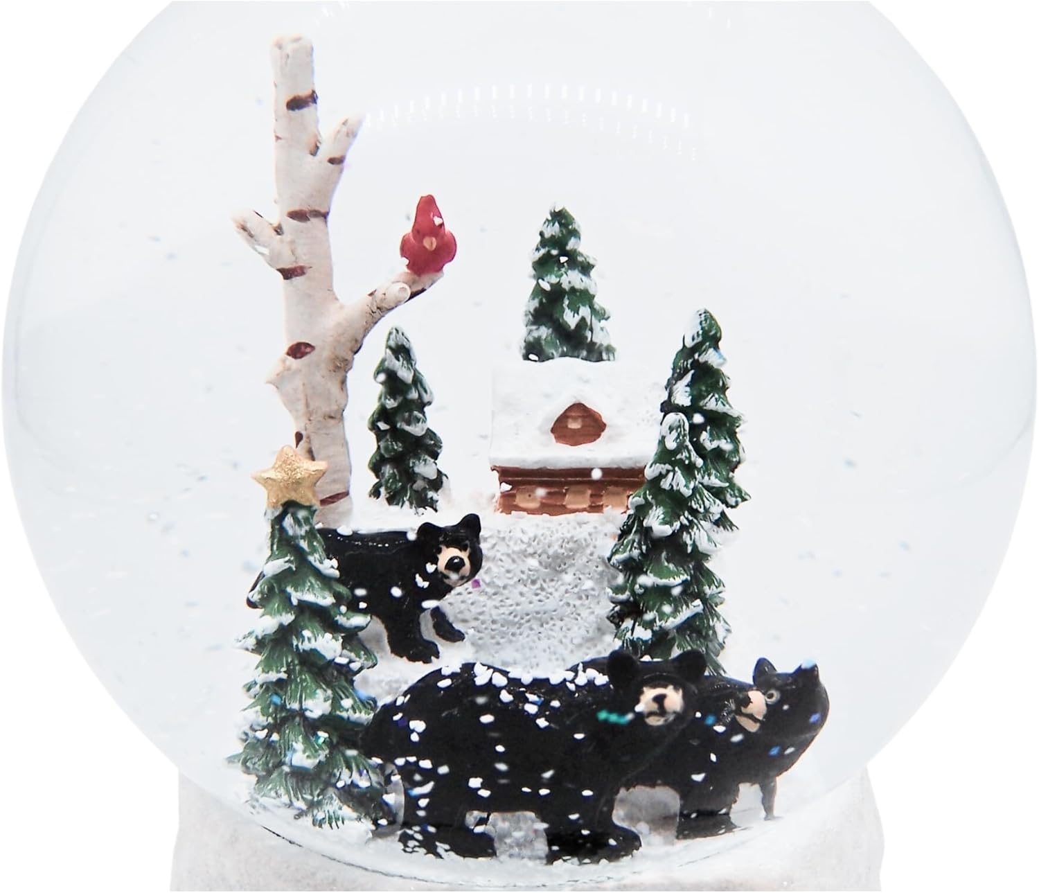 Swirling Snow Globe with a Cabin and a Black Bear Family, Freestanding Christmas Decoration, Festive Holiday Décor, 6.75 Inches - Image 2