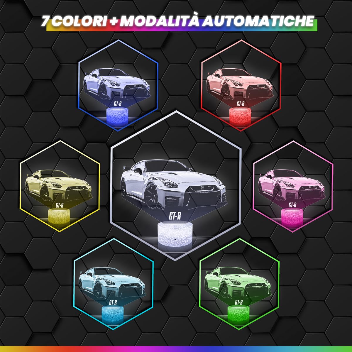 Lampephoto.fr - Lampada 3D Auto Supercar Gt-R R35, Luce Notturna Tattile Auto Supercar Gt-R R35, Illusione 3D Led, Idea Regalo di Natale per Ragazzi e Ragazze Lampada da Comodino TOP