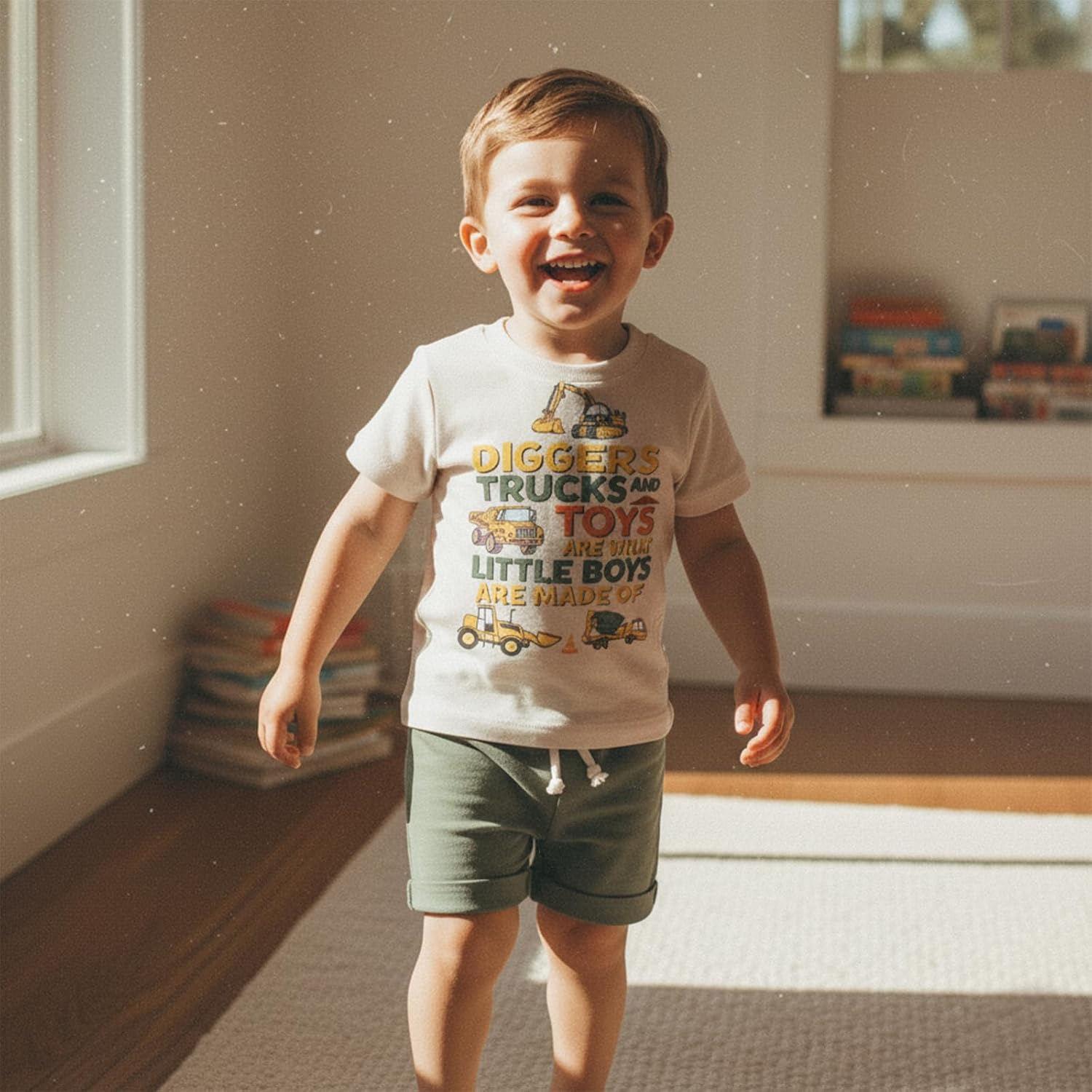 Toddler Baby Boy Clothes Summer Short Sleeve Trucks Tractors Print T-Shirt Tops Solid Color Shorts Set Casual Outfit - Image 3