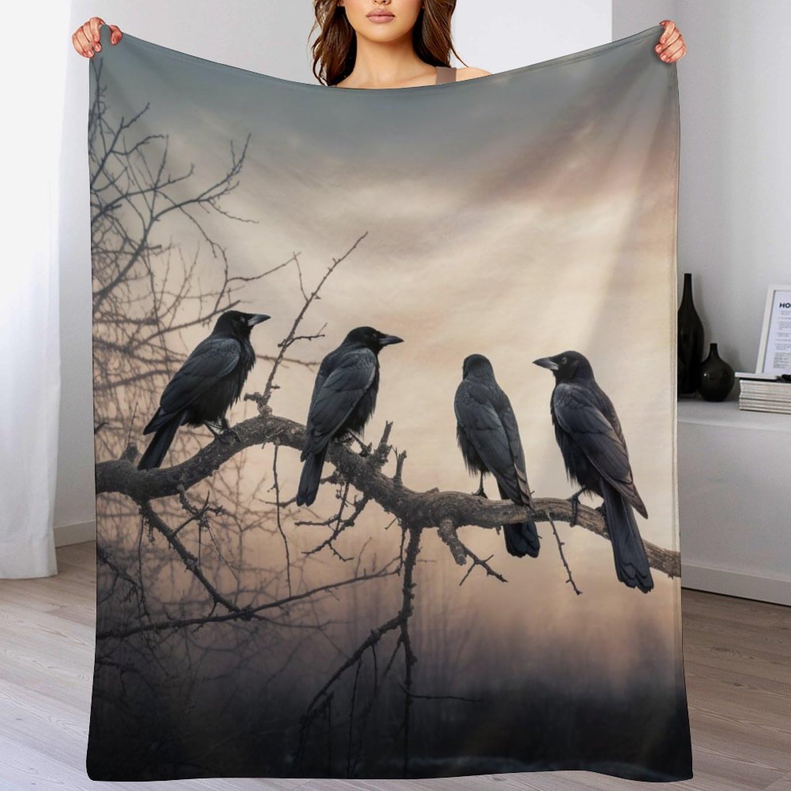 Couverture de canapé Corbeau grand couvre-lit en flanelle 180x200