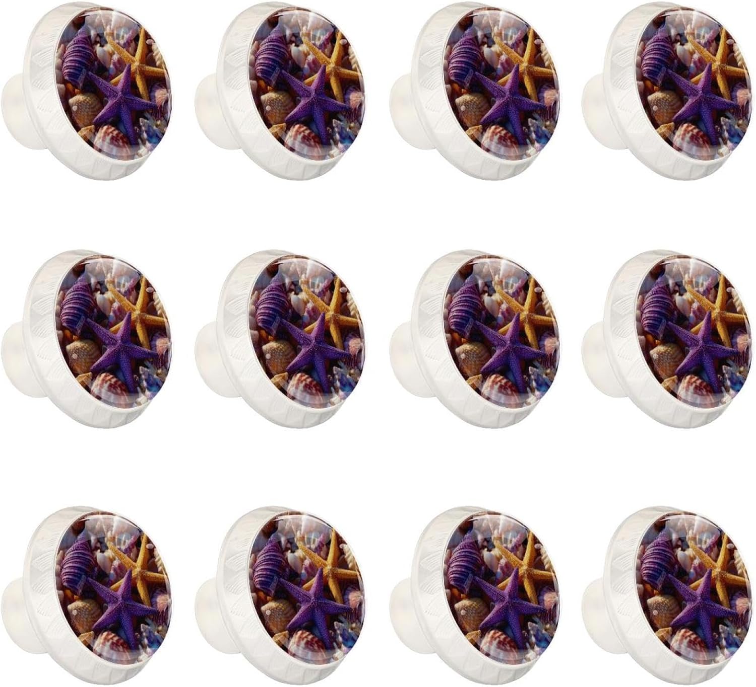 Starfish Shell Conch Background Modern Pattern Drawer Knobs, Stylish Cabinet Hardware Knobs for Furniture, Dresser Cupboard Wardrobe Closet Door Pulls