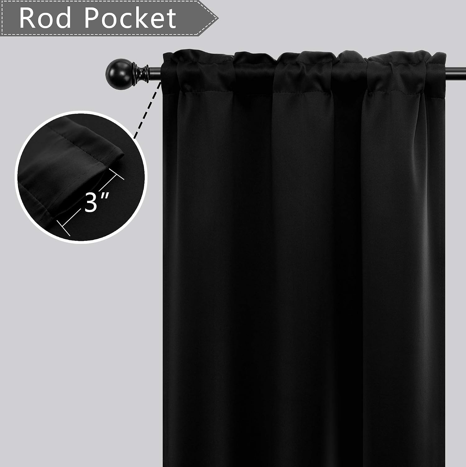 Mrs.Naturall Short Blackout Curtains for Small Window, 34" W Each Thermal Insulated Half Black Out Drapes for Bathroom Basement, 24 Length