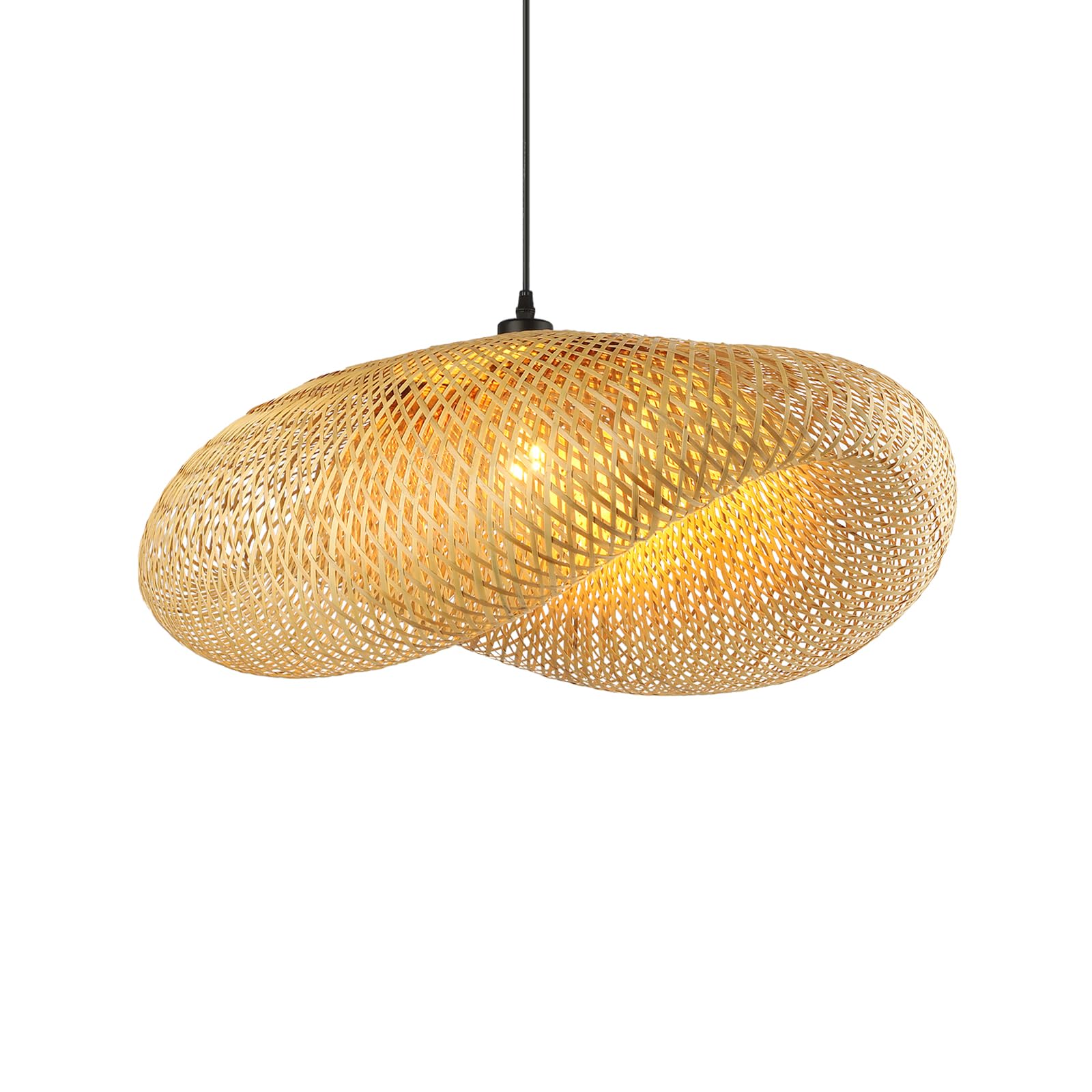 Schindora Lampara De Techo Retro,Sombrero Bambú Lampara Techo Colgante Tejido De 40 Cm Lampara Techo Ratan E27 Creatividad Lampara Techo Vintage Para Comedor Sala De Estar Restaurante,Paja Ligera