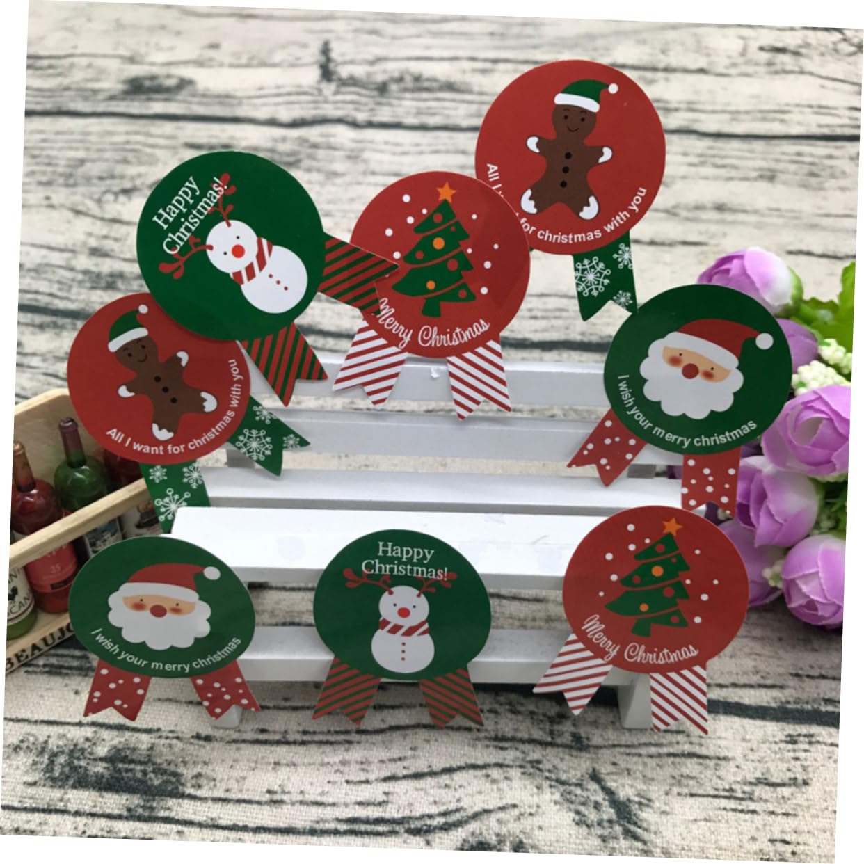 SEWACC 960 Piezas calcomanías navideñas de vacaciones pegatinas etiqueta redonda de navidad etiquetas navideñas christmas tree de comida pegatina de sellado para navidad