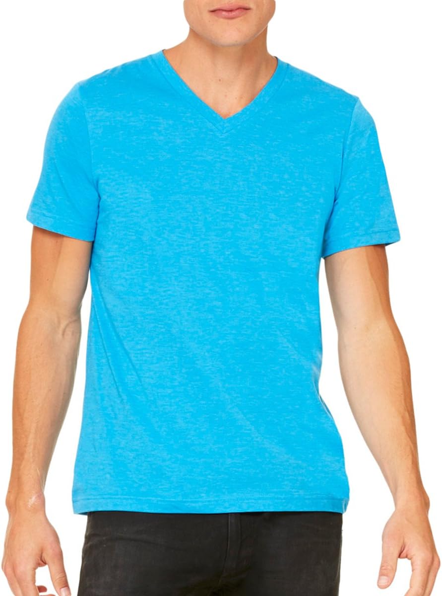 Bella + Canvas Unisex Jersey Short-Sleeve V-Neck T-Shirt L NEON BLUE