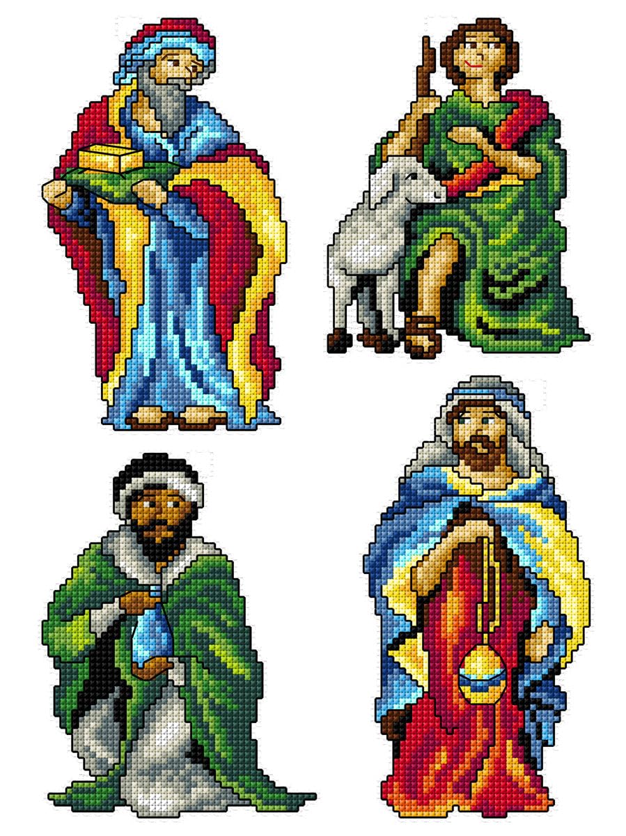 Crafting Spark Nativity 2 Counted Cross-Stitch Kit On Plastic Canvas With 4 Cute Ornaments Different Dimensions 154Cs. Wonderful For Embroidery & Craft Amateurs