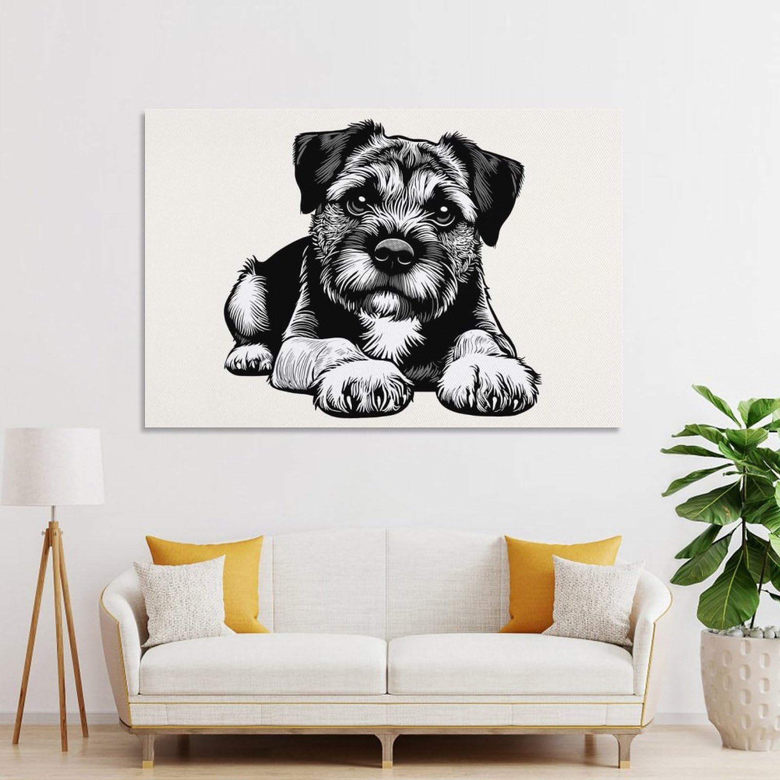 Junmoney Border Terrier(3) Wall Art Print 24x36inch(60x90cm), for Corridors, Hallways Or Apartment Entries, Wall Decor to Refresh Empty Corners