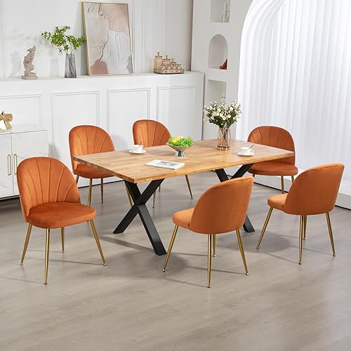 Miniatura 4 de Juego de 4 sillas de comedor de terciopelo, sillas de comedor modernas tapizadas de mediados de siglo, sillas decorativas sin brazos con patas