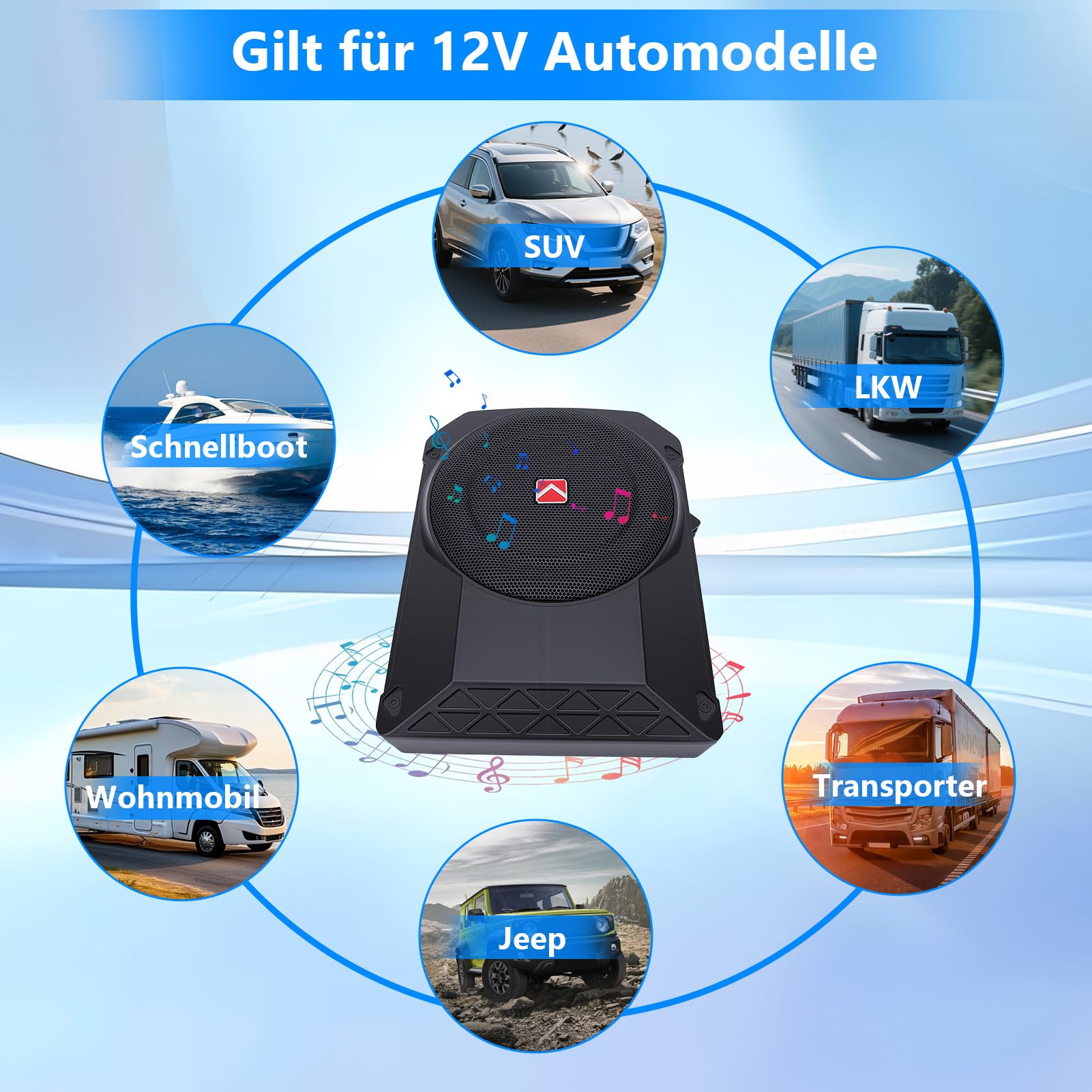 Aktiver 10 Zoll Subwoofer Ultraflach 800W 2.5 Ohm unter Sitz Fernbedienung | Aktivsubwoofer für Auto, 20-150Hz Frequenzgang, 90dB Empfindlichkeit, Aluminiumgehäuse mit Fernregler und Schutzschaltungen