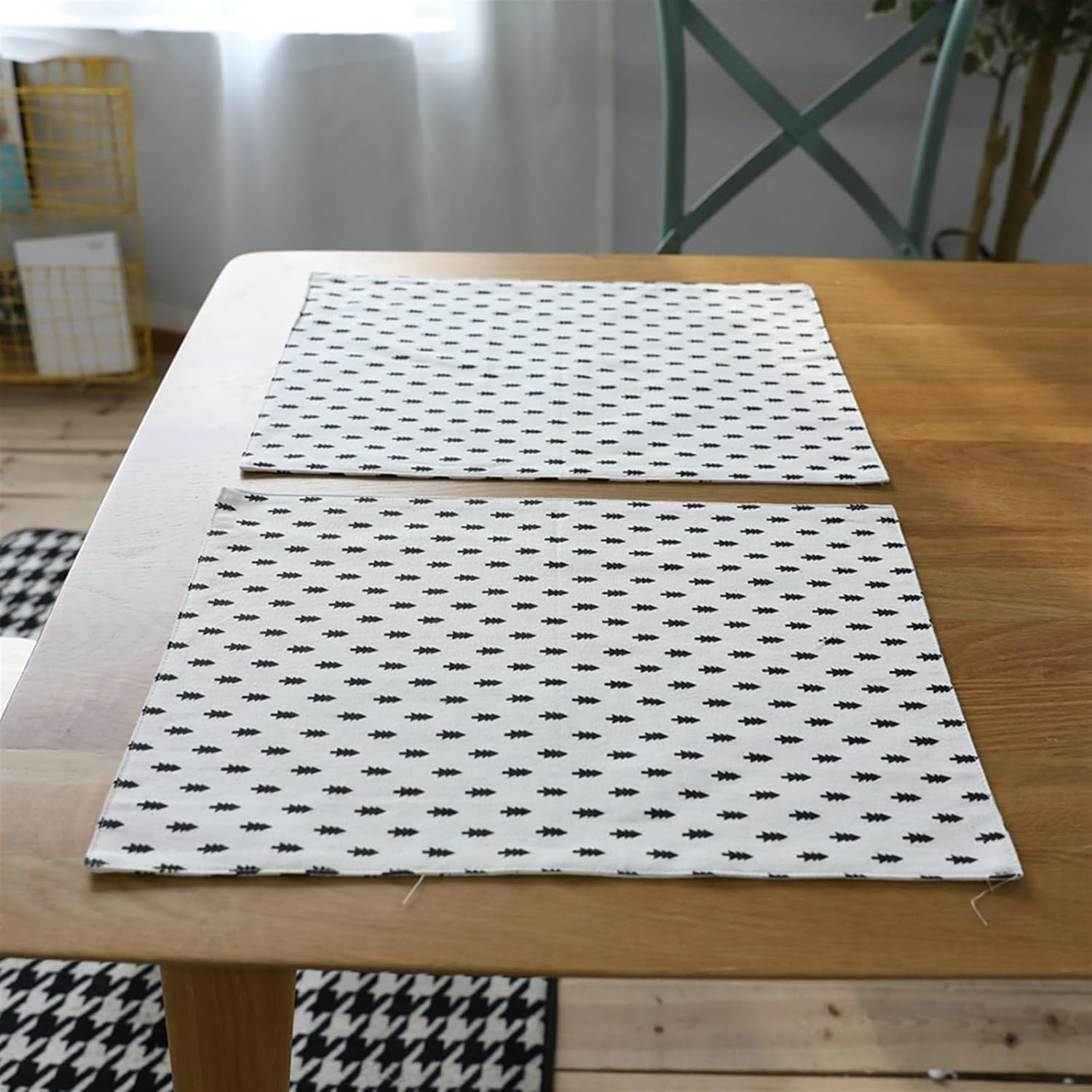 Set of 4 Kitchen Accessories Double Layered Fabric Cotton Blend Placemat Washable Non Fading Reusable for Dining 30x45cm(Placemat A)