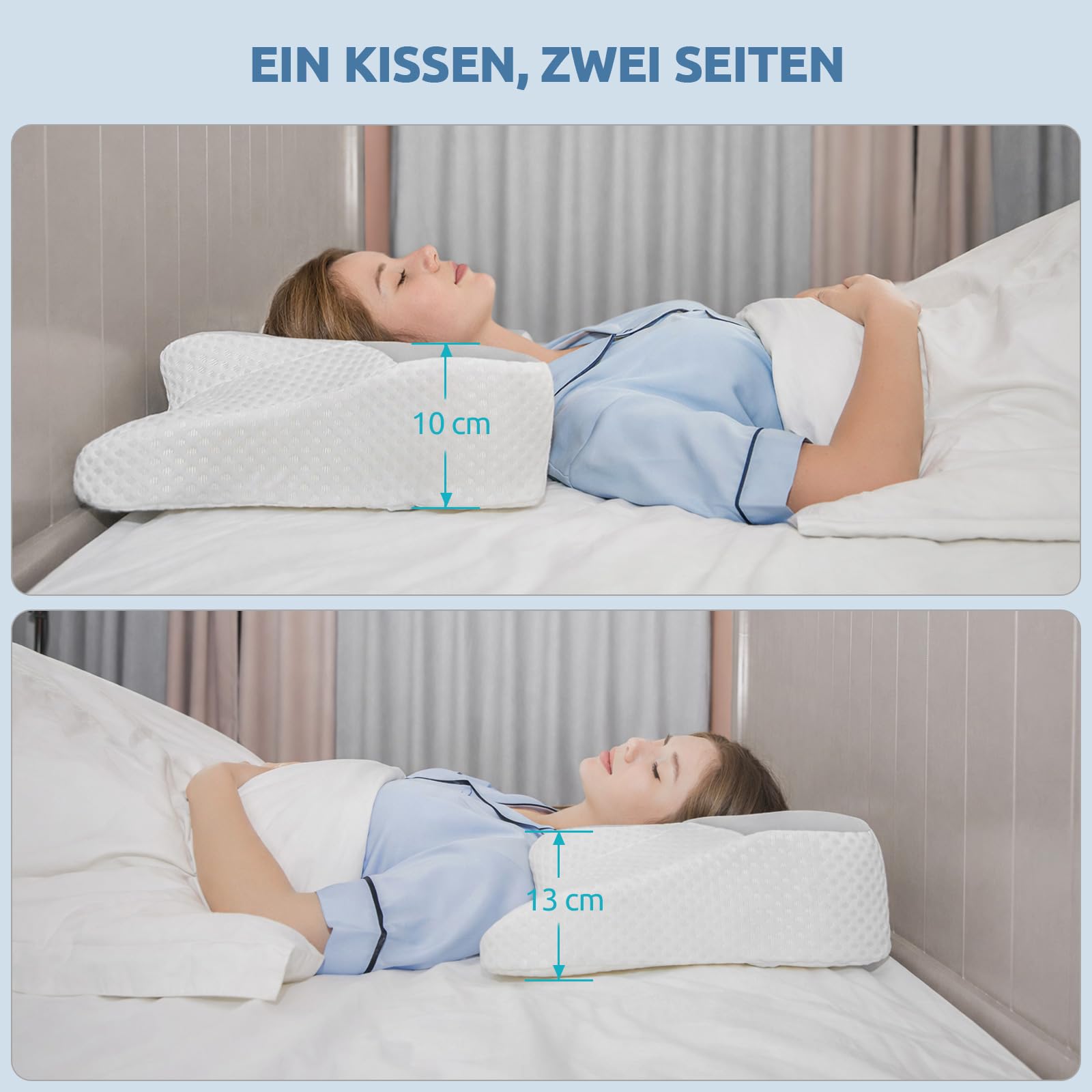 DONAMA Memory Foam Nackenkissen ergonomisches Kopfkissen für Seiten- Rücken- und Bauchschläfer