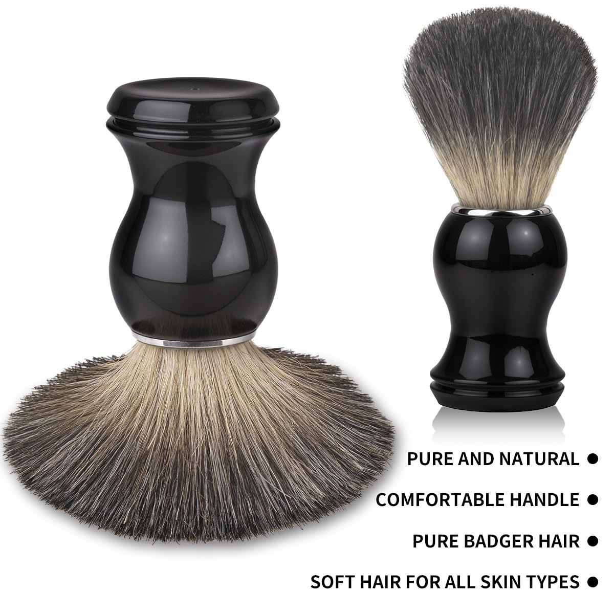 Juego de brochas de afeitar 2 en 1, brochas de afeitar para hombres con mango cómodo, cepillo de afeitar de cerdas suaves, kit de afeitado incluye soporte para cepillo, Navidad, regalo de cumpleaños 3