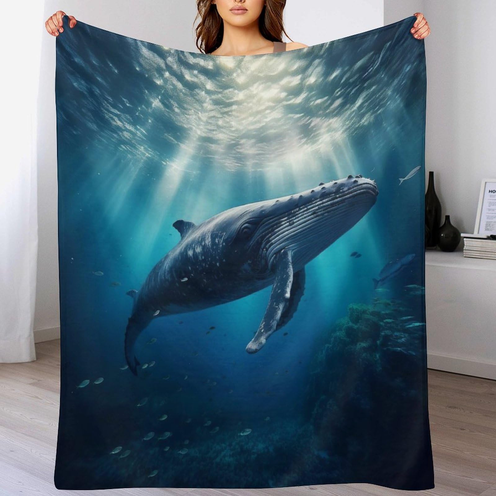 Couverture baleine entretien facile plaid chaud en flanelle lavable