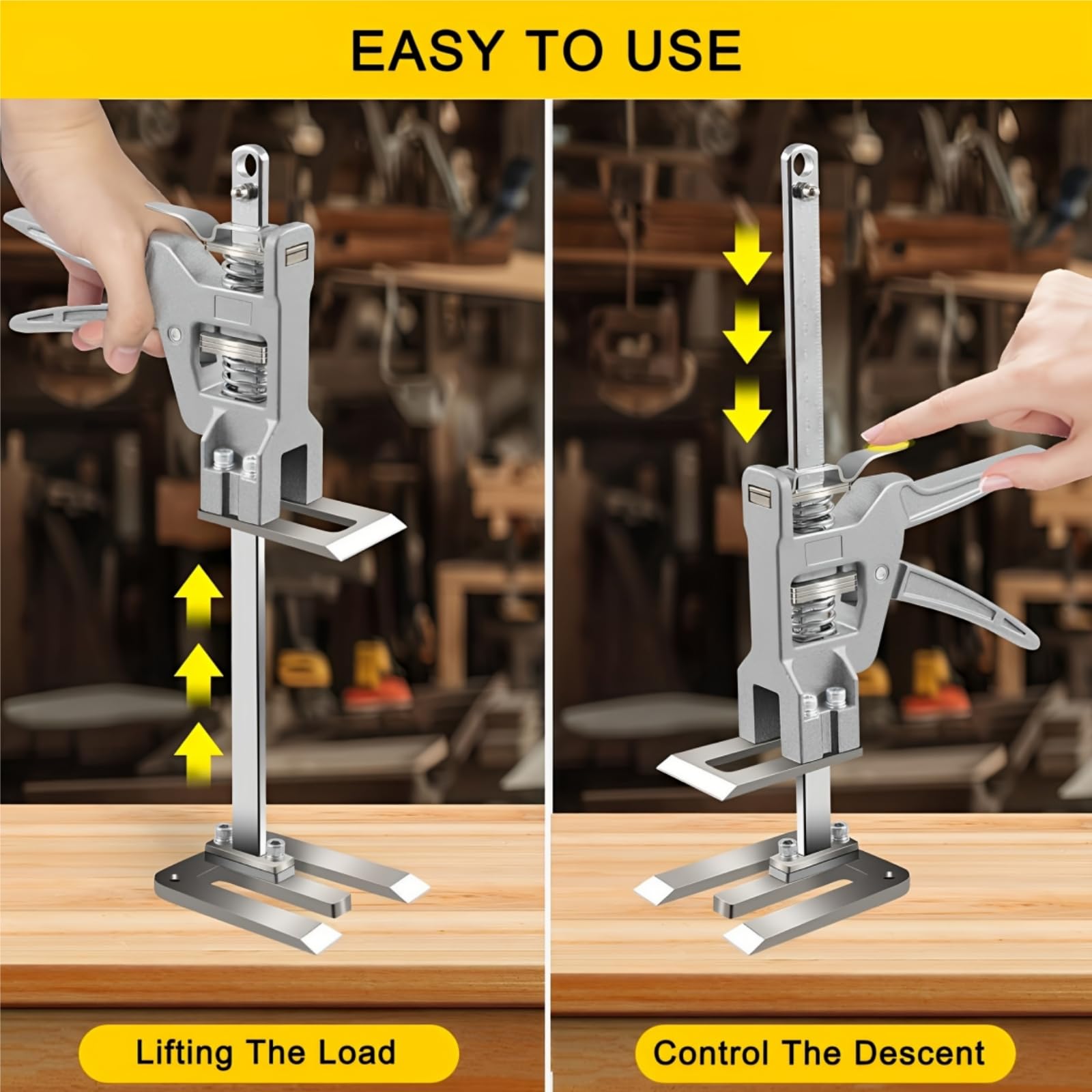 2 Stück Arbeitssparender Armheber - Hand Lifting Jack Tool, Arbeitssparende Hebebühnen, mit Feinabstimmungsfunktion für Die Montage Von Schränken, Türen, Fenstern und Möbeln, Tragkraft 400 kg