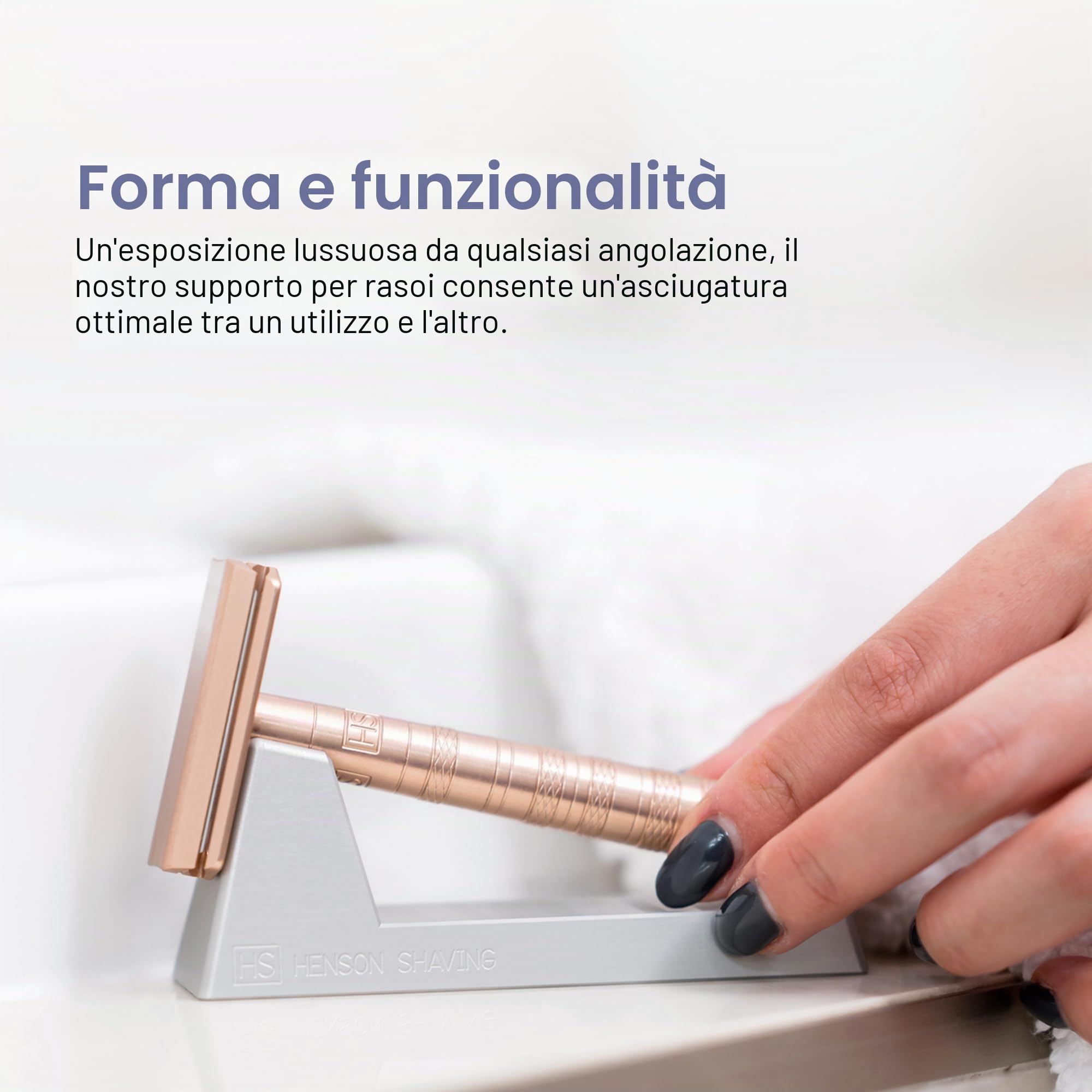Henson Shaving Supporto per Rasoio in Alluminio Anodizzato | Mantiene l'angolo di rasatura ottimale. Fresato CNC da piastra 6061-T651, protetto da graffi. Gamma AL13.