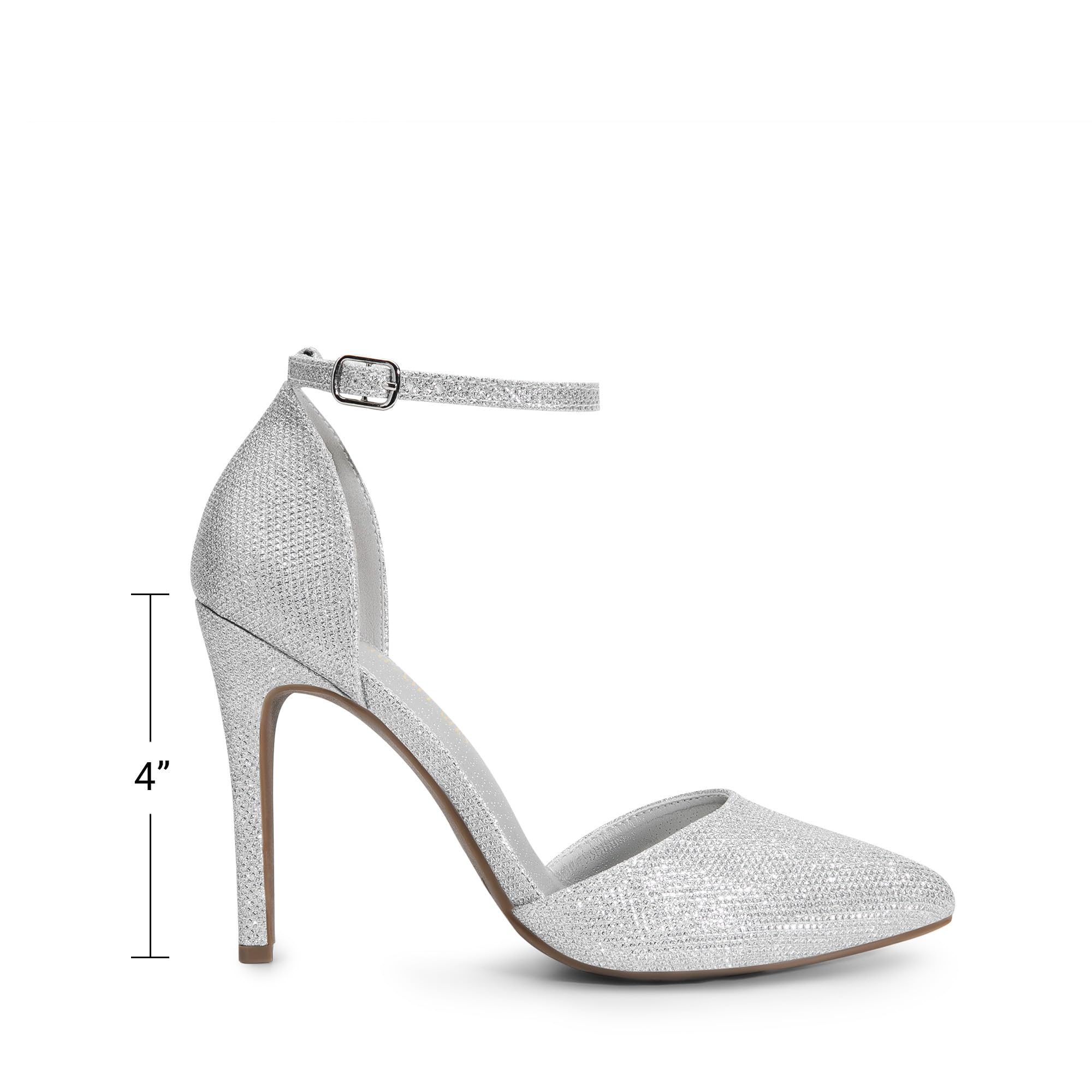 DREAM PAIRS Damen Pumps mit spitzer Zehenpartie Knöchelriemen hoher Absatz Stiletto-Absatz Hochzeitsschuhe Brautschuhe