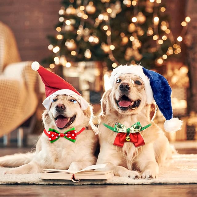 Foto 4 de 7 de 5 collares de Navidad para perro, collar de gato de Navidad, corbatín de Navidad