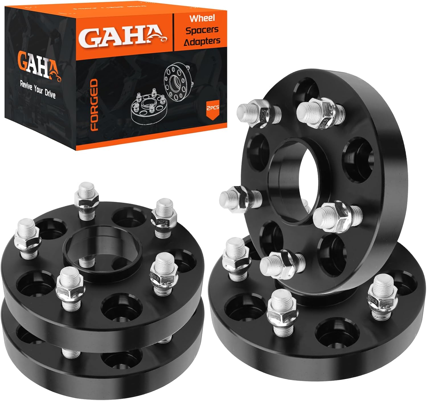 5x120mm 1in Forged Wheel Spacers 64.1mm Bore Compatible for Acura MDX TLX TL ZDX RLX,Lincoln Aviator Tesla S X,Ford GT,Honda Odyssey Passport Pilot Ridgeline Ridgeline Civic,M14x1.5 Studs Adapters,4PC