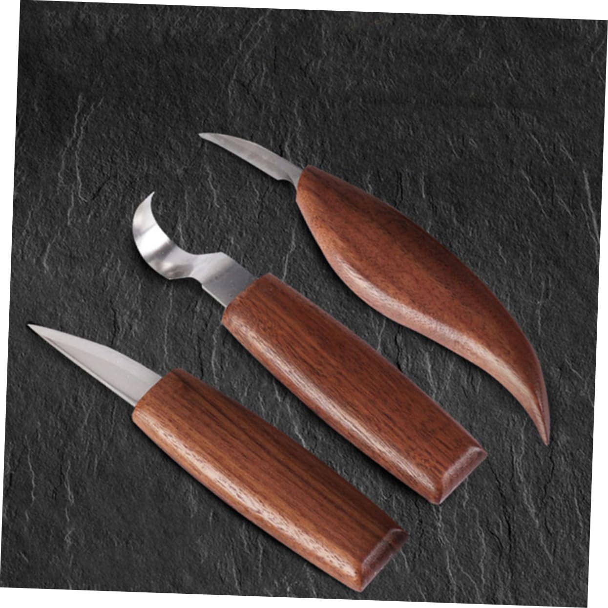 Angoily 3pcs Woodworking Knives Ergonomic Carving Tools with Walnut Handles Comfortable Grip for Precision Cutting and Scribing Lines Woodworking Projects