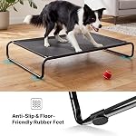 Veehoo Outdoor Elevated Dog Bed, Raised Dog Cot for Large Dogs, Washable Cooling Pet Hammock with Thickened Frame, Durable Teslin Mesh & Anti-Slip Rubber Feet, Use for Indoor or Camping, 105 x 65 cm