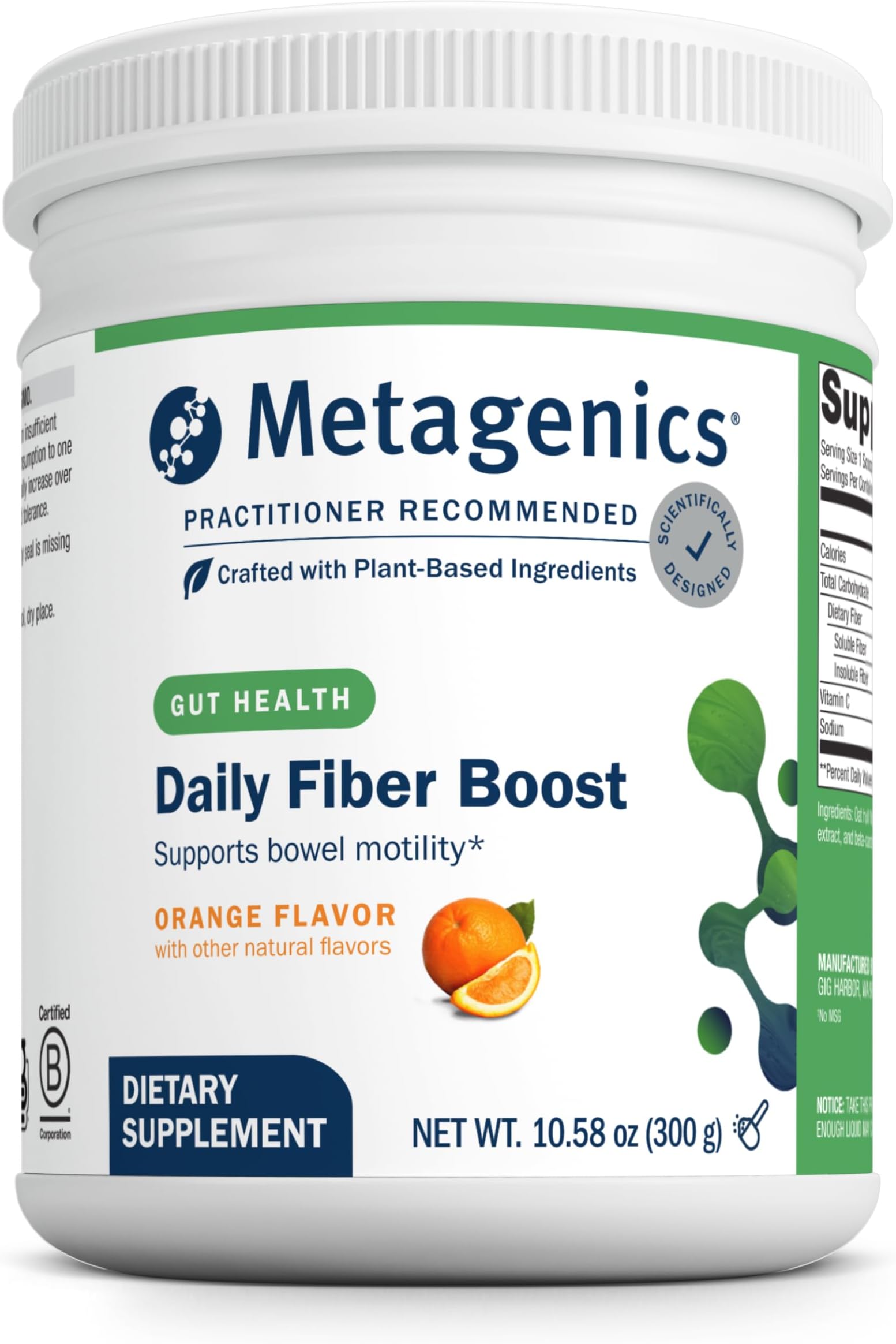 - Metagenics Herbulk Fiber Powder - 7g Soluble & Insoluble Fiber with Psyllium Husk, Acacia & Chicory - Supports Gut, Bowel Regularity & Immune Health* - Non-GMO, Gluten-Free, Vegan - Orange Flavor