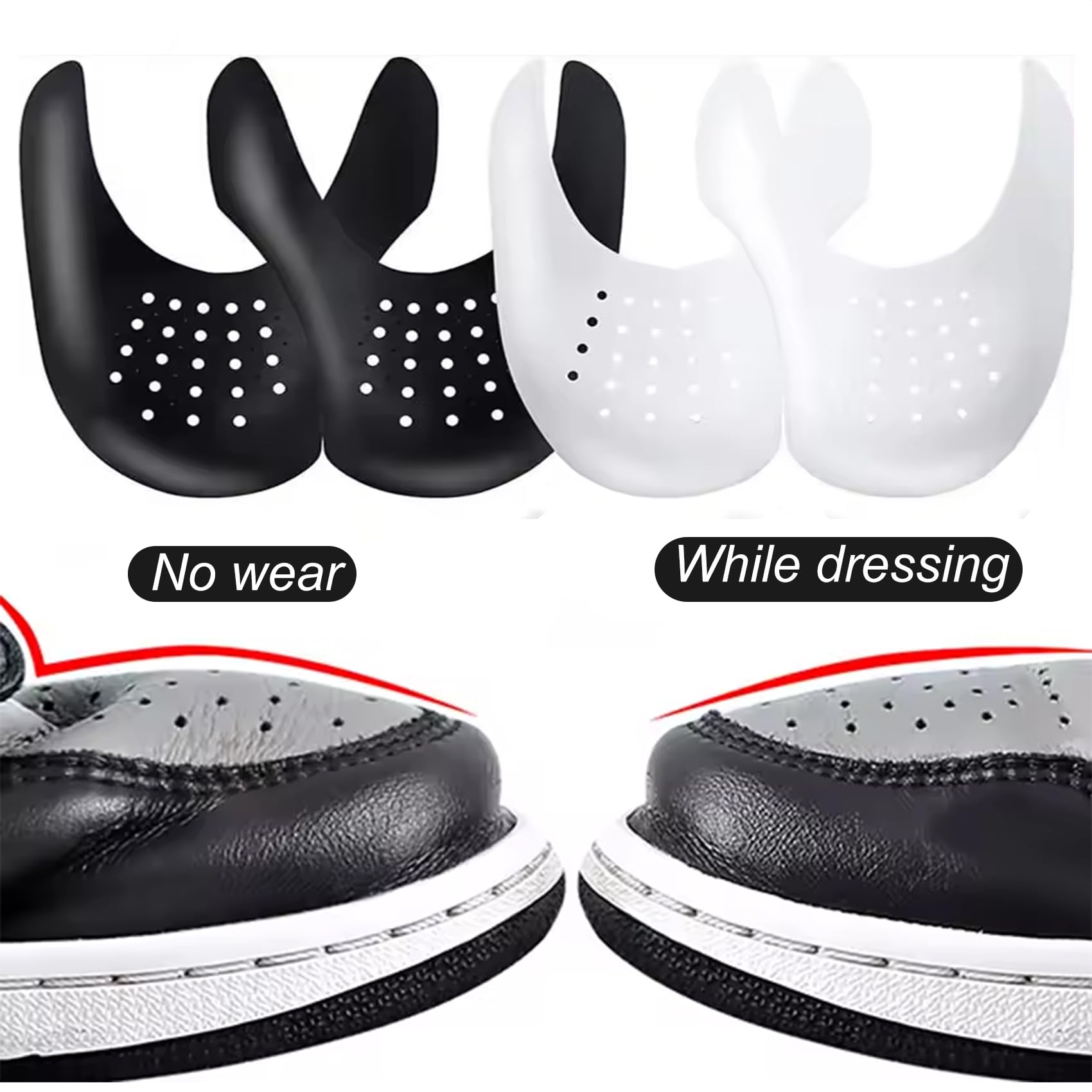 2 Pares Escudo de Zapatos, Protectores para Zapatillas de Deporte, Protector de Arrugas de Zapatos, Prevenga Hendidura del Pliegue del Calzado Deportivo (S: Talla 35-39)