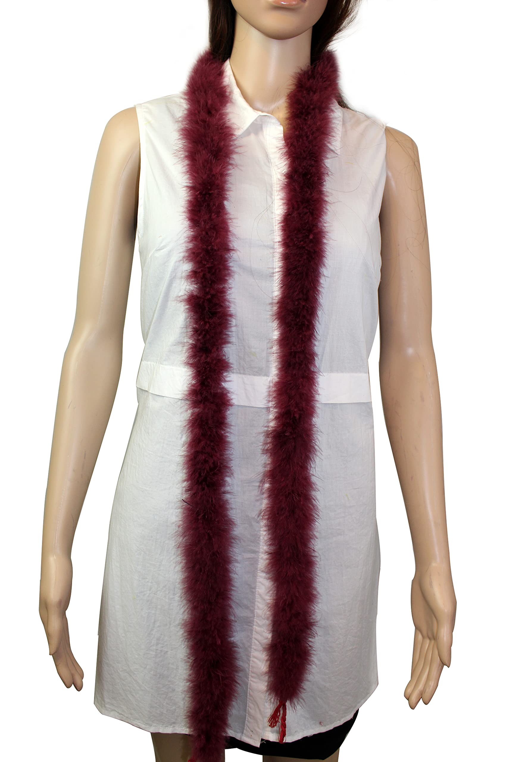 14 Gram 2 Yard-Long Marabou Feather Boa, Dancing Wedding Crafting Party Dress Up Halloween Costume Decoration (Burgundy Color)