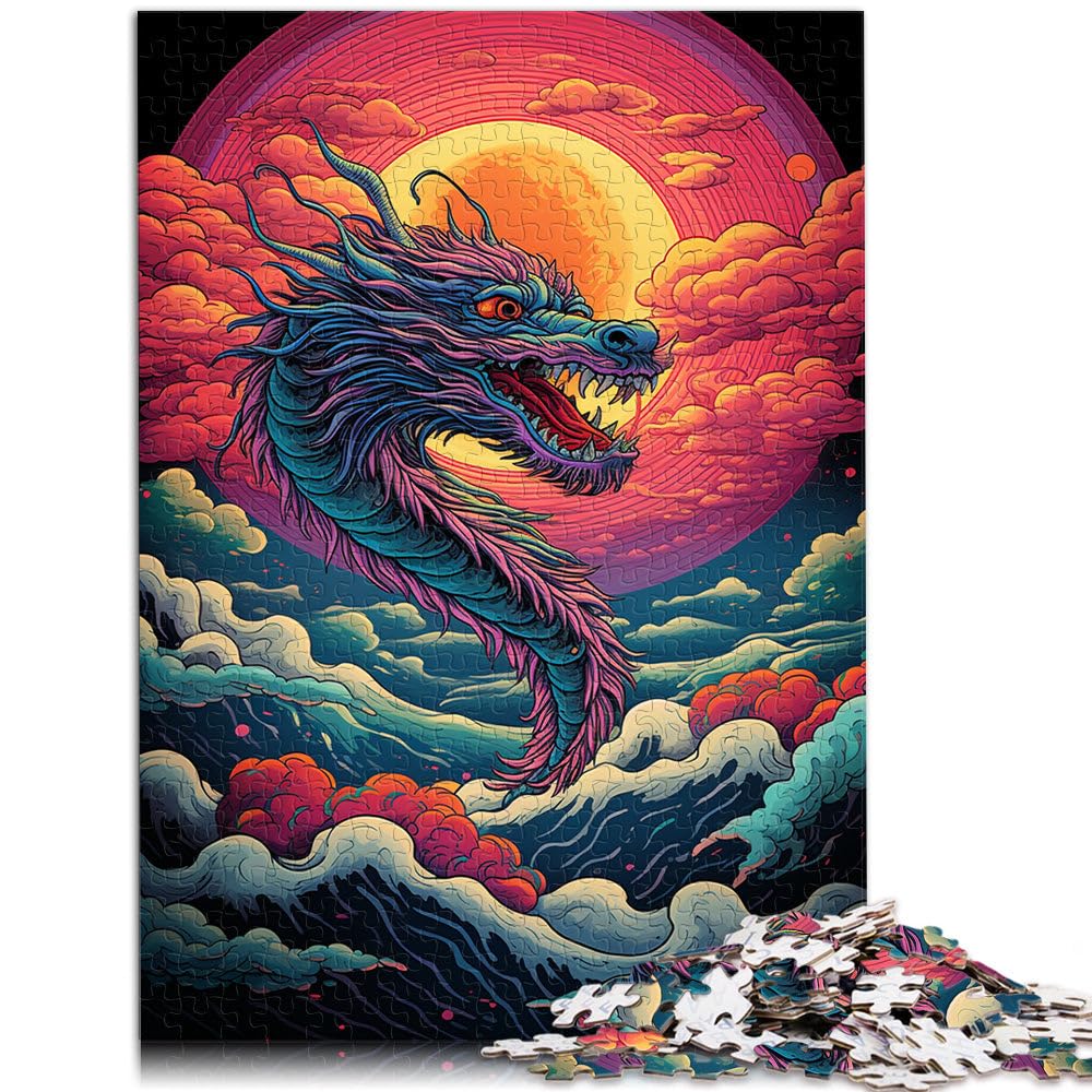 1000 Piece Puzzle For Adults Chinese dragon over rainbow Challenging Game Puzzles gifts for friends and family 19.7 in x29.5 in for teenager 14+ โ image 1