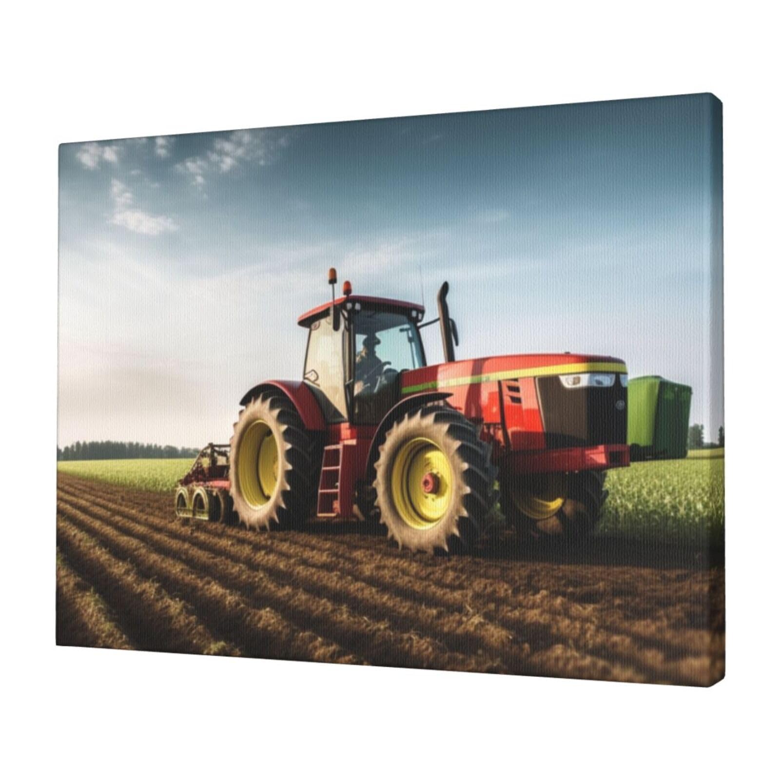 KLOPH Tractor farm Canvas Wall Art for Living Room 12"x16" Modern Artwork Painting for Bathroom Hanging Canvas Prints Aesthetic Wallart for Bedroom Kitchen Office Wall Decor