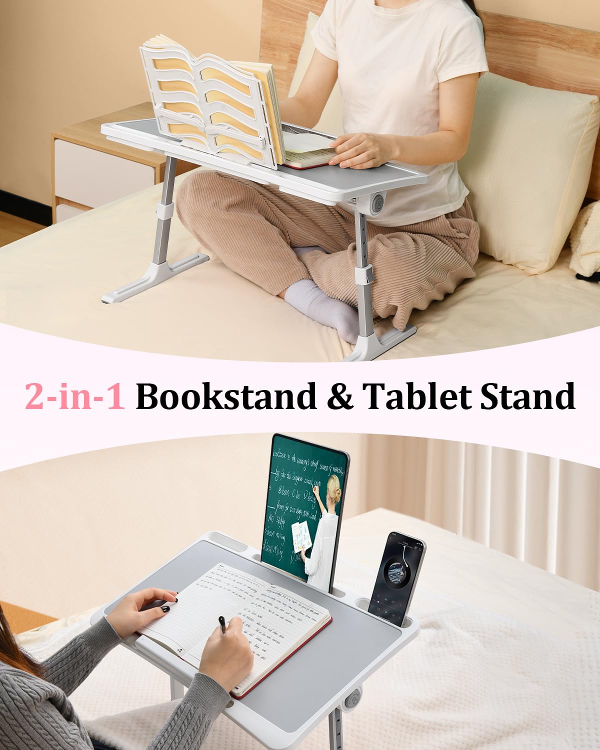 Laptop Desk for Bed Adjustable Height and Angle Lap Desks for Adults Laptop Desk with Bookstand for Bed — view 2