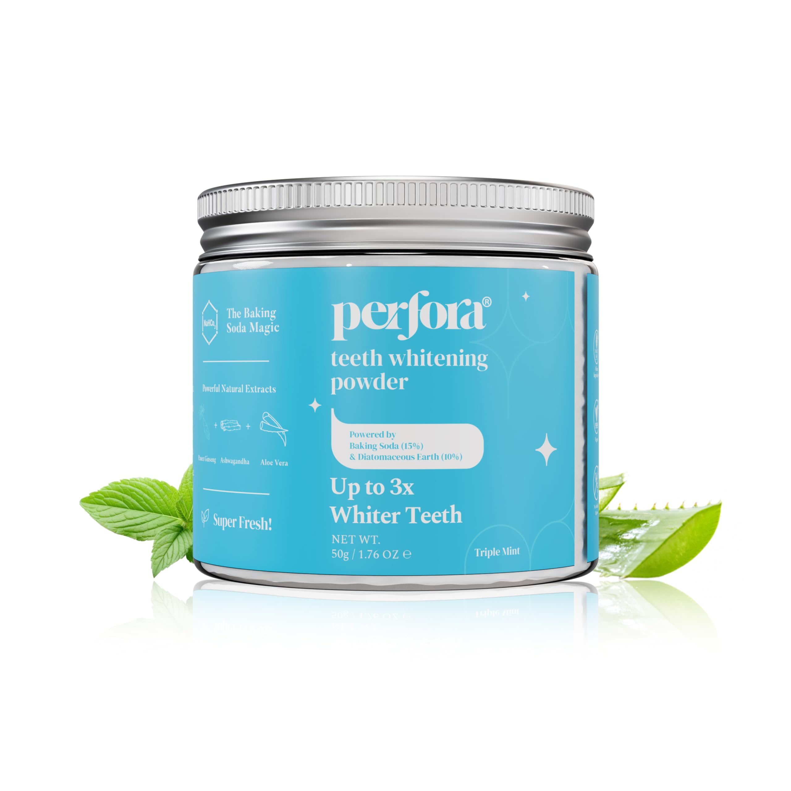 Perfora Teeth Whitening Powder - 50g | Enamel Safe Oral Care For Effective Teeth Whitener Solution | Stain Removal & Triple Mint Formula For Long Lasting Freshness | Formulated With Baking Soda-picture-22